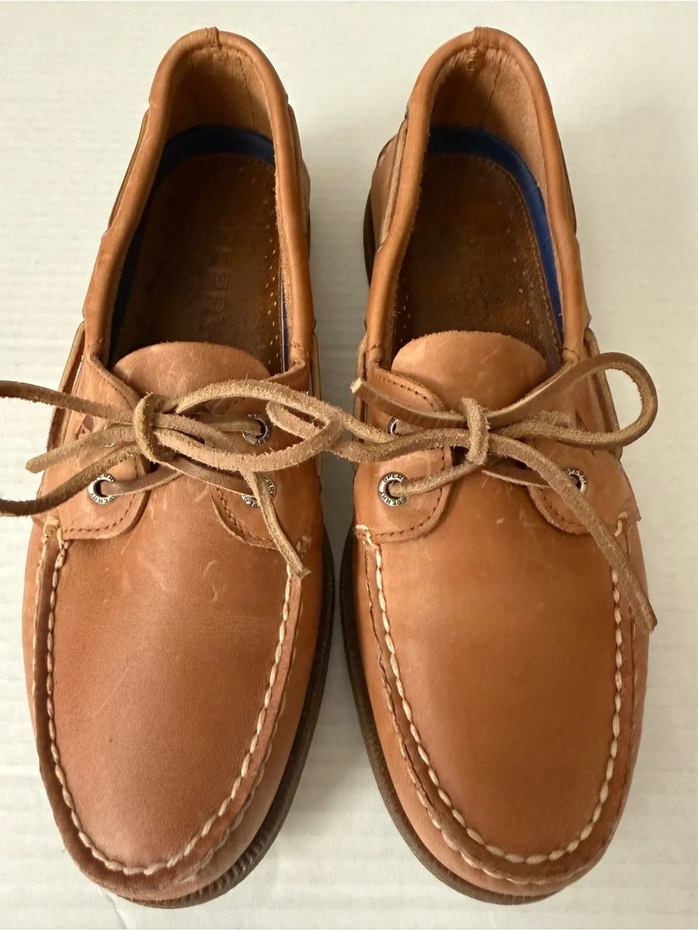 Sperry Top-Sider Original 2-Eye Boat Shoes Tan Leather Uppers Men's Size 9.5M